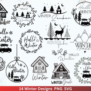 Weihnachten Plotterdatei Svg Png - Plotterdatei Hallo Winter - Schriftzüge Weihnachten deutsch - Silhouette Cricut Download - Weihnachten