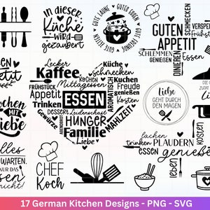 Deutsche Plotterdatei Küche Svg  - Kochen svg Bundle - Chefkoch svg -  Deutsche Sprüche Küche - Cricut Silhouette Studio Plotterdatei SVG