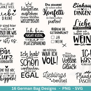 Deutsche Sprüche für Beutel Plotterdatei - Taschensprüche Bundle svg -  Jutetasche plotten svg - Cricut Silhouette - Eine von den Juten