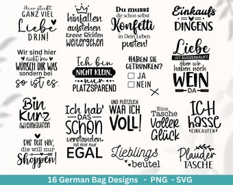 German sayings for bags plotter file - pocket sayings bundle svg - jute bag plotting svg - Cricut Silhouette - One of the Jutes