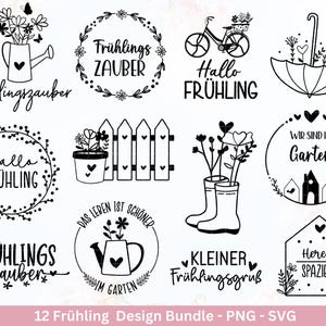 Frühling Plotterdatei - Hallo Frühling - Laserdatei Frühling - Cricut Svg - Ostern Svg - Ostergeschenk - Deutsche Schriftzüge - Frühling Svg