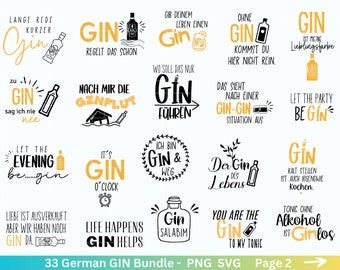 German Gin svg png Bundle - Ginsprüche svg -  deutsche Sprüche svg  - Alkohol svg - Cricut Silhouette Studio Plotterdatei SVG -  Digital