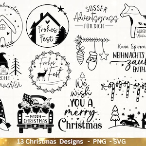 File plotter natalizio Svg Png - Home file plotter - Scritte natalizie tedesche - Download Silhouette Cricut - Case di Natale