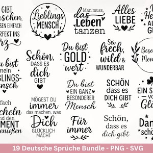 File plotter Grazie - Pacchetto svg del migliore amico - Silhouette Cricut - Persona preferita - È bello che tu esista - File svg dei detti tedeschi