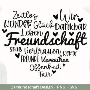 Deutsche Plotterdatei Herz Freundschaft- Plotterdatei Beste Freunde Svg - Herz Svg - Deutsche Sprüche Svg -  Freundin Svg - Laserdatei Svg