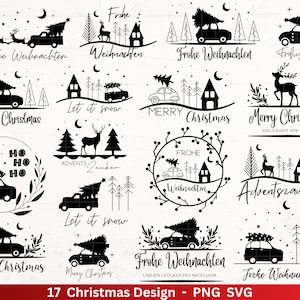 File plotter Natale SVG PNG - file plotter Avvento - scritte Natale tedesco - Silhouette Cricut Download - Case natalizie
