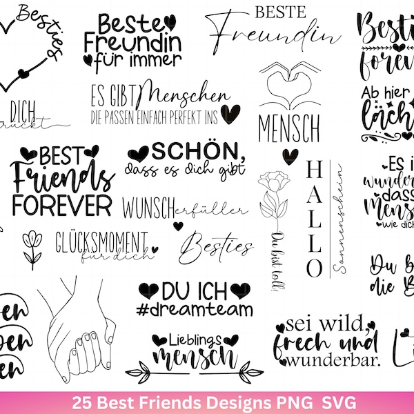 German Plotter File Best Friend - Best Friends Svg Bundle - Cricut Silhouette file - Sister Svg - Friendship Quotes - Friends Svg