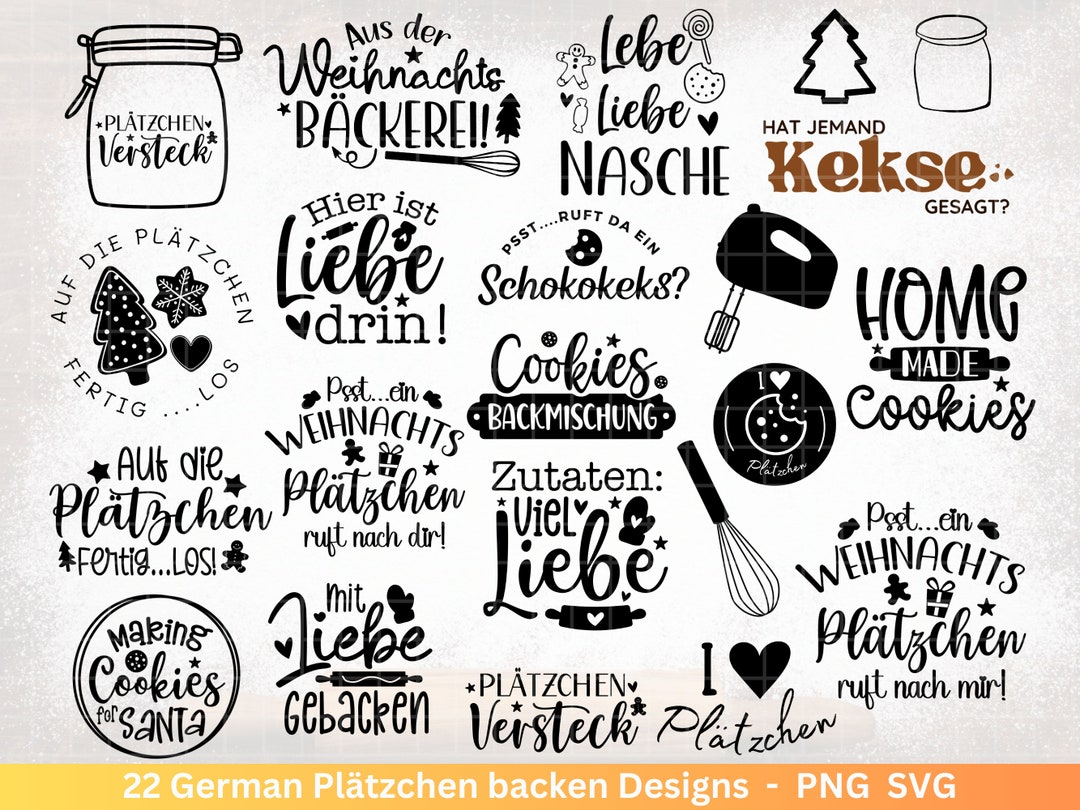 Deutsche Plotterdatei backen Weihnachten backen svg Bundle Plätzchen