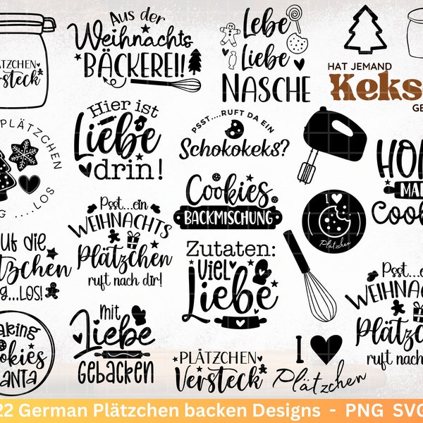 German plotter file baking Christmas - baking svg bundle - cookies svg - German sayings baking - Cricut Silhouette Studio Bakery