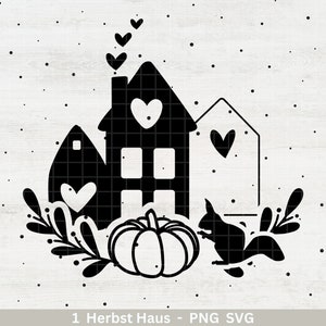 Archivo de trazador alemán Casa de Otoño - Bienvenida otoñal - Archivo de trazador Cricut Silhouette Studio - Magia de Otoño - Saludos de Otoño - Calabaza