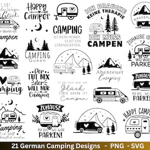 Archivo de trazador alemán Camping Svg Caravana Svg, Plotter Archivo Camper, Refranes de camping, Hogar Svg Cricut Archivo de corte Happy Camper