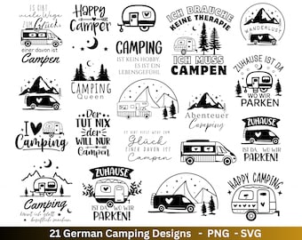 German Plotter File Camping Svg Caravan Svg, Plotter File Camper, Camping Sayings, Home Svg Cricut Cutting File Happy Camper