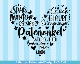 Deutsche Plotterdatei Patenonkel - Plotterdatei Herz svg - Patenonkel svg - Deutsche Sprüche svg -  Plotterdatei Geschenk - Cricut Datei