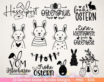 German Easter plotter file bundle SVG - Easter designs in German - Easter Cricut Silhouette - Easter lettering - Digistamp Happy Easter