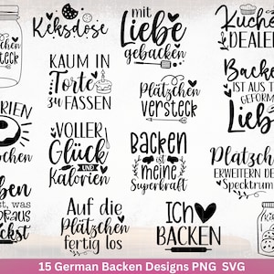 ドイツ語プロッター ファイルのベーキング - SVG バンドルのベーキング - クッキー SVG - ドイツ語のことわざのベーキング - Cricut Silhouette Studio プロッター ファイル SVG