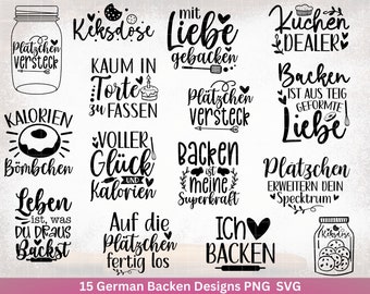 Baking German plotter file - baking svg bundle - cookies svg - baking German sayings - Cricut Silhouette Studio plotter file SVG