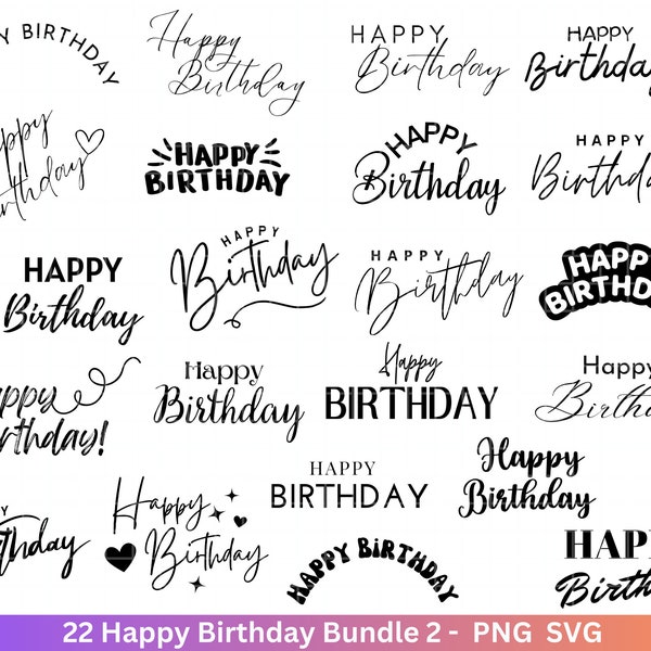 Happy Birthday Plotterdatei Svg png -  Schriftzüge Cricut Design Element Silhouette Download Plotten Bundle - Clipart Vinyl Cut File