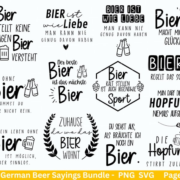 Paquete de svg png de refranes de cerveza alemana - alcohol svg - bebidas svg - Archivo de plotter Cricut Silhouette Studio SVG - refranes alemanes svg - cerveza svg