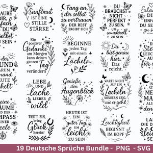 Positiva talesätt SVG – Plotterfil och laserfil | Tyska citat | Visdomsord | Lycka, kärlek, blommor | Cricut Silhouette presentidé