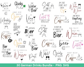 German drinks svg png Bundle - Alkohol svg -  Lillet svg - Cricut Silhouette Studio Plotterdatei SVG - Coffee svg - deutsche Sprüche svg