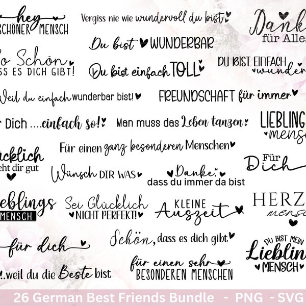 Fichier de traceur allemand Merci - Best Friends svg bundle - Cricut Silhouette - Personne préférée svg - C'est bien que tu existes - Tu es génial svg