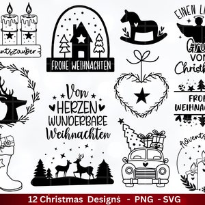 Archivo de trazador alemán Navidad - Letras navideñas alemanas - Casas navideñas - Archivo de trazador Inicio - Magia de invierno - Magia de Adviento