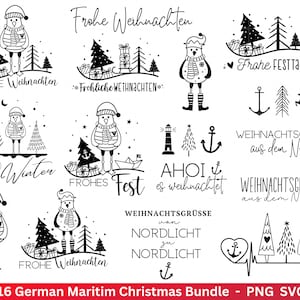 Weihnachten Maritim Plotterdatei Svg Png - Plotterdatei Möwe - Schriftzüge Weihnachten deutsch - Nordlicht Silhouette Cricut Download