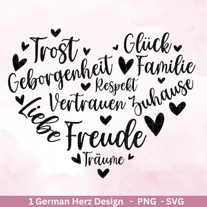 Arquivo plotter alemão Coração Você é - Arquivo plotter Dia das Mães svg - Coração svg - Provérbios alemães svg - Arquivo plotter Aniversário - Arquivo Cricut