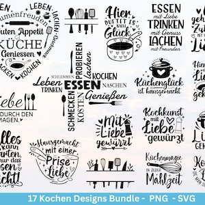 Deutsche Plotterdatei Küche Svg  - Kochen Svg - Chefkoch svg -  Deutsche Küchensprüche - Laserdatei Kochen - Home Svg - Geschenk Holzbrett