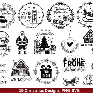 Archivo de trazador de Navidad Svg Png - Archivo de trazador Inicio - Letras de Navidad en alemán - Silueta Cricut Descargar - Regalo de Navidad