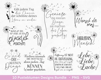 Dandelion plotter file - Dandelion svg - German sayings - Motivational sayings svg - Friendship laser file - Cricut Silhouette Studio