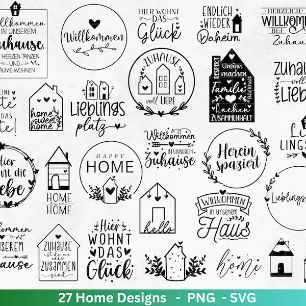 Plotterdatei Home svg -  Zuhause Schriftzug Sprüche svg - Clipart Plotterdatei Deutsch - Cricut Silhouette Studio Plotterdatei - digital