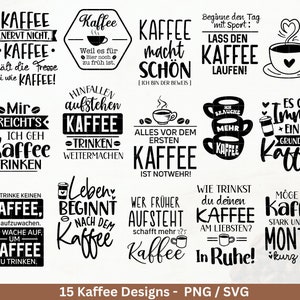 Café de archivo de trazador alemán - paquete de café svg - taza de café svg - café de refranes alemanes - Cricut Silhouette - beber café divertido