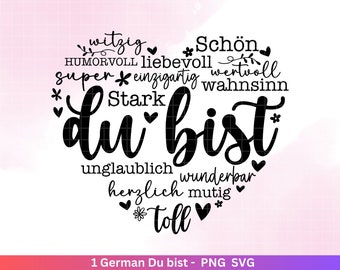 Deutsche Plotterdatei Herz Du bist - Plotterdatei Muttertag svg - Herz svg - Deutsche Sprüche svg -  Plotterdatei Geburtstag - Cricut Datei