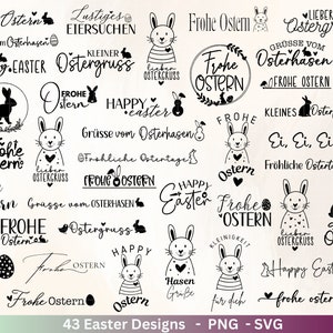 German Easter Plotter File Bundle svg Easter Designs German Easter Cricut Silhouette Easter Lettering Digistamp Happy Easter image 1