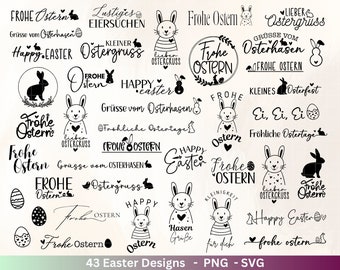 German Easter plotter file bundle SVG - Easter designs in German - Easter Cricut Silhouette - Easter lettering - Digistamp Happy Easter