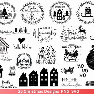 File plotter di Natale in formato SVG PNG - file plotter Avvento lettering Natale tedesco - Download Silhouette Cricut - Regalo di Natale
