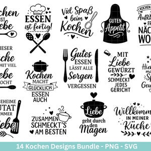 Arquivo de plotter Cooking SVG – Provérbios de cozinha alemães – Arquivo de laser de cozinha – Chef SVG – Placa de madeira para ideias de presentes – Decoração de Natal – Cricut Svg