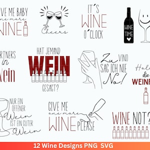 German Wein svg png Bundle - Wine svg - Wine Quote Svg - Cricut Silhouette Studio Plotterdatei - Alcohol svg - Wine Sayings svg - Sprüche