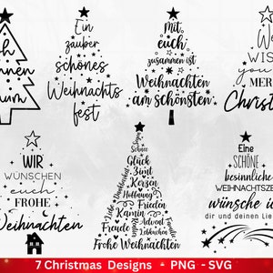 Archivo de trazador de Navidad - Árbol de Navidad svg - Letras de Navidad en alemán - Silueta Cricut - Árbol de Navidad svg - Navidad svg