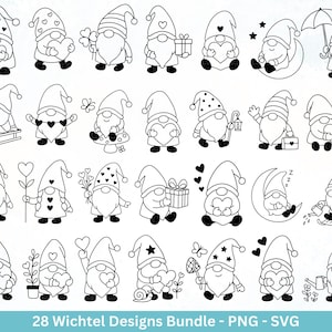 File plotter gnomo - Gnome Bundle SVG - Piccoli nani SVG - Gnomo natalizio - File laser gnomo - SVG di Natale - Regalo gnomo