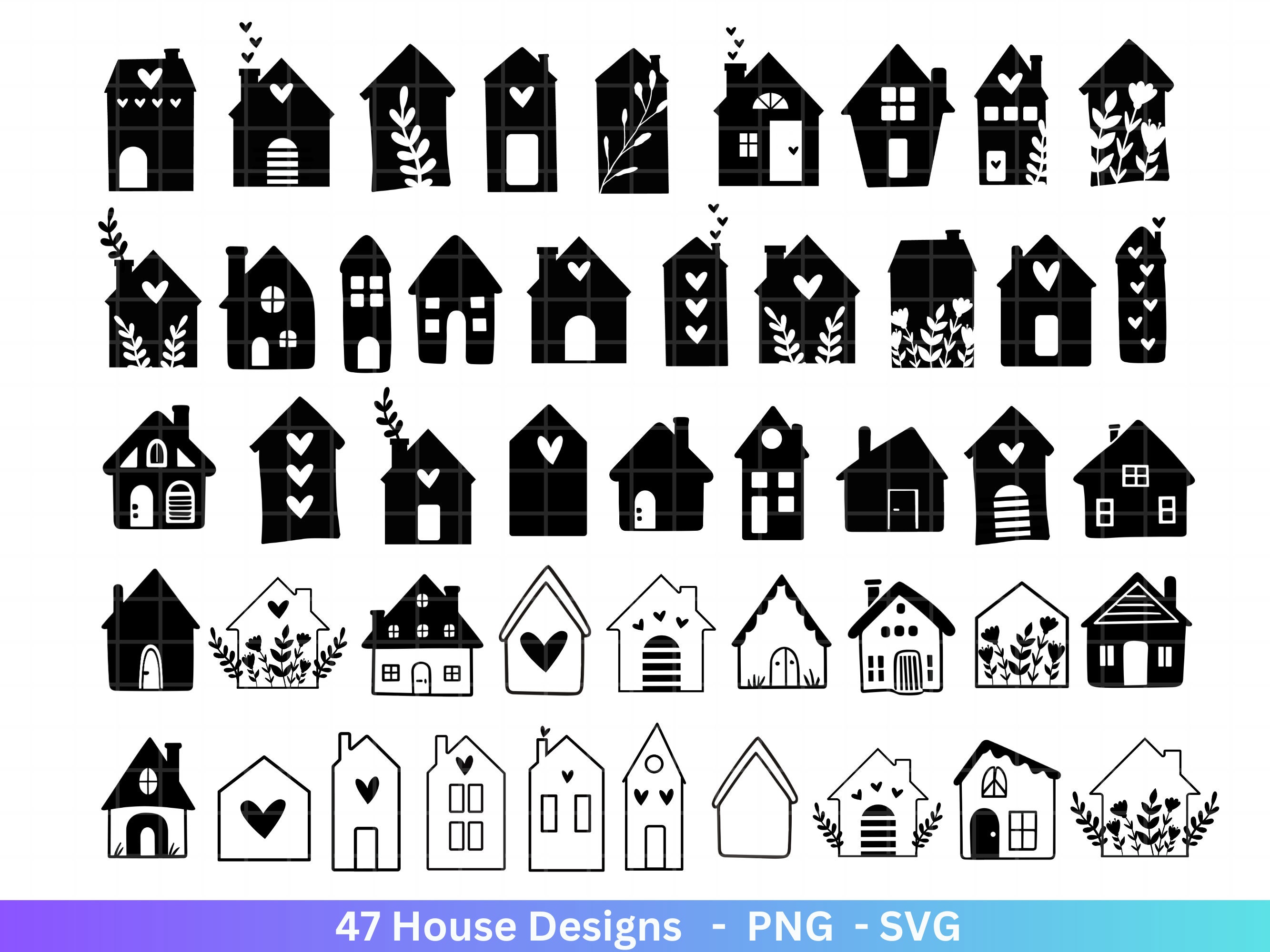 Houses Plotter Files SVG PNG - Plotter File Home - Christmas Houses SVG -  Flower Houses - Silhouette Cricut Download - Home Bundle - Etsy Israel, image size:2666x2000