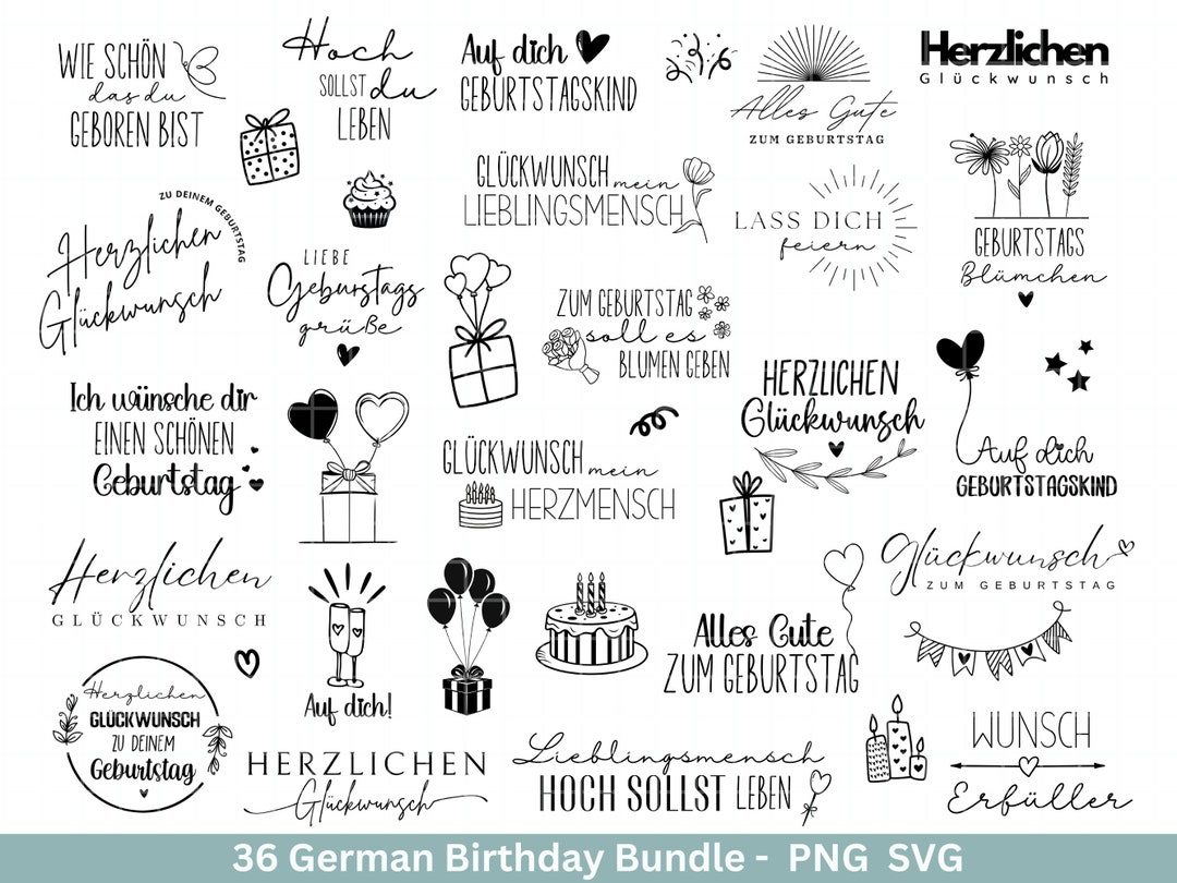 German Geburtstag Plotterdatei Bundle svg Geburtstagssprüche deutsch