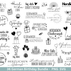 German Birthday Plotter File Bundle svg - Birthday Sayings German - Birthday Cricut Silhouette - Birthday Lettering - Digistamp