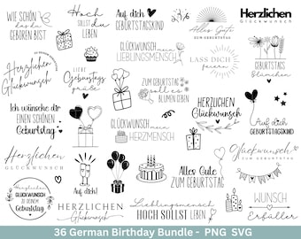 German Geburtstag Plotterdatei Bundle svg - Geburtstagssprüche deutsch - Geburtstag Cricut Silhouette  - Geburtstag Schriftzüge - Digistamp