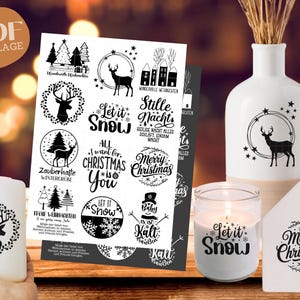 Stumpenkerzen Weihnachten PDF  - Kerzentattoo Vorlage - Kerzensticker - Weihnachtszauber - Adventskerzen - Winterlicht - Rub ons Weihnachten