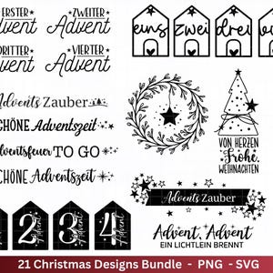 Plotterdatei Advent - Weihnachten svg - Adentszahlen Plotterdatei - Laserdatei Weihnachten - Adventskerzen - Schriftzüge Weihnachten deutsch