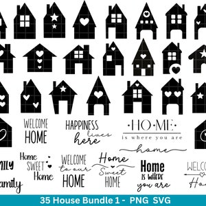 Weihnachten Häuser Plotterdateien Svg Png - Plotterdatei Home - Zuhause Schriftzüge Silhouette  Cricut Download - Weihnachtshäuser Bundle