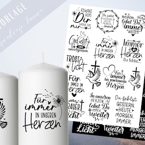 Modello di lutto per candele a colonna - adesivi per candele tatuaggio candela - candela da lutto - modello per strofinare - luce commemorativa luce commemorativa Raysin keraflott