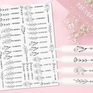 Plantilla PDF de refranes de flores de velas - pegatina de vela de tatuaje de vela - vela de la suerte - regalo persona favorita - velas de diseño - persona del corazón DIY